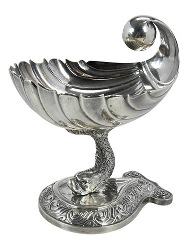 Austria Hungary Silver Dolphin and Shell Dish