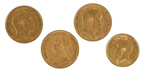 Group of Four British Gold Coins 