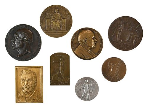 Eight Assorted French Medals and Plaques 