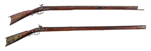 Two 19th Century Percussion Kentucky Long Rifles