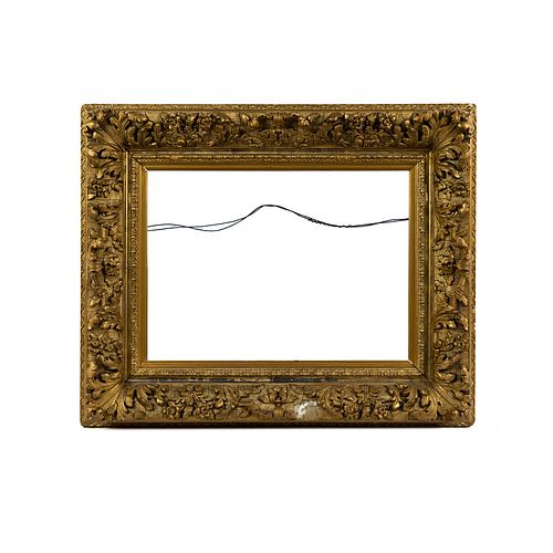 19th C Ornate Gold Toned Wood and Plaster Frame 
