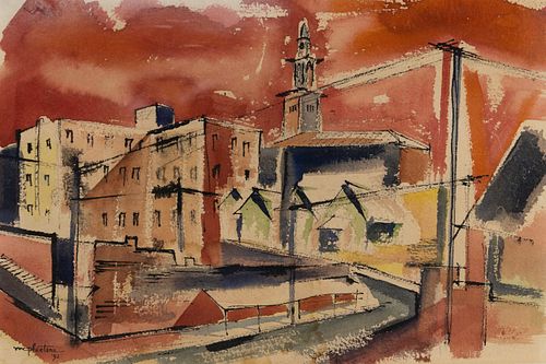McPheeters Signed Cityscape Watercolor on Paper