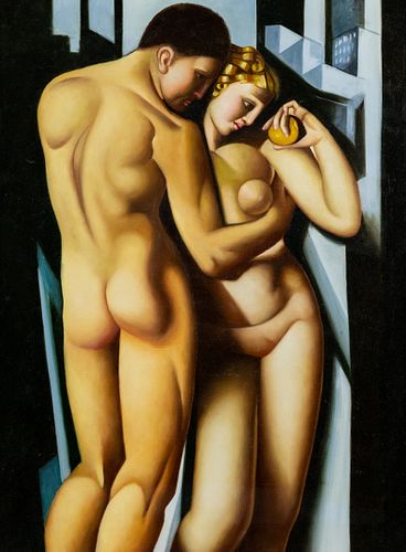 Painting after Tamara de Lempicka Adam and Eve 