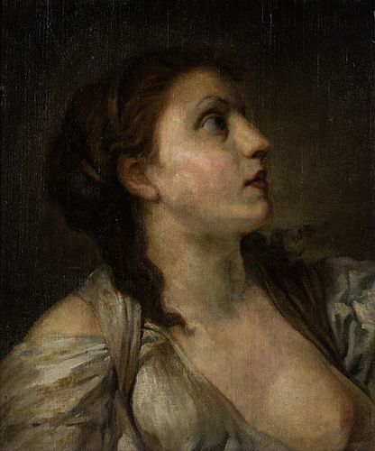 After Jean-Baptiste Greuze O/C Woman Portrait Painting