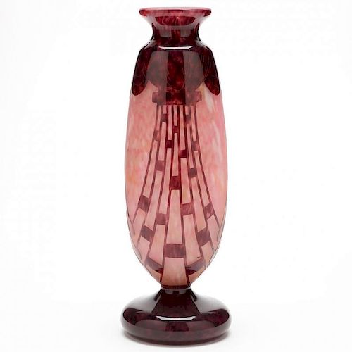La Verre Francais, "Collie" Cameo Glass Vase