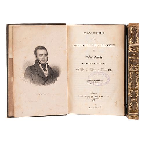 Zavala, Lorenzo de. Ensayo Histórico de las Revoluciones de México. México, 1845. ExLibris de Alberti Mariae Carreño. Pzs 2