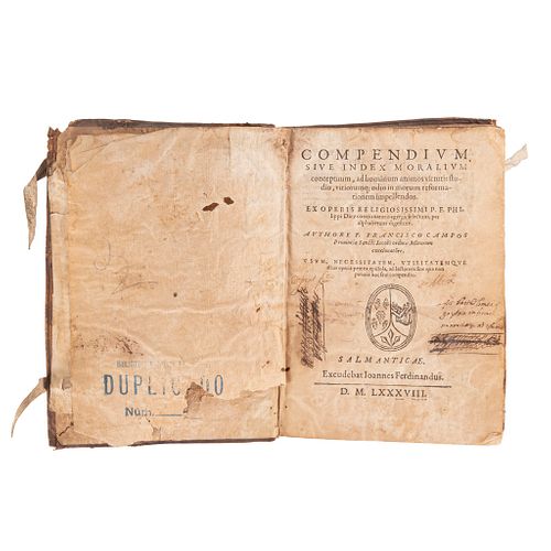 Francisco, Campos. Compendium sive Index Moralium Conceptuum... Salmanticae, 1588.
