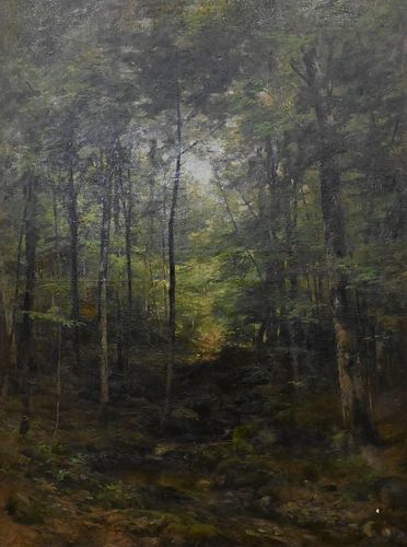 Roswell Morse Shurtleff (American, 1838 - 1915), "A Song of Summer Woods", oil on canvas, signed and dated lower left, 50" x 38 1/2".