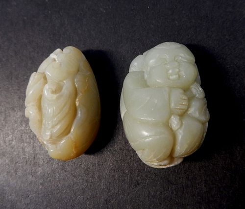 (2) Chinese Carved Jade Toggles.
