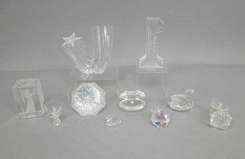 Group of (10) Crystal Paperweights and Figures.
