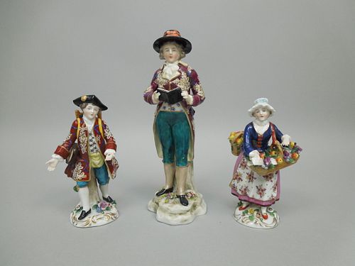(3) Chelsea Porcelain Figures of 18th C. Peasants.
