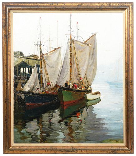 Anthony Thieme 'Mackerel Fleet' Oil Painting