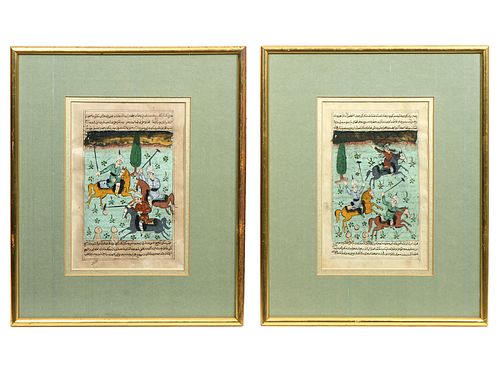 Two Persian Framed Handpainted Watercolors