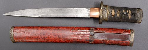 Japanese Tanto with Lacquered Saya.