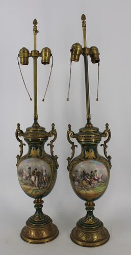 A Pair Of Sevres Bronze Mounted Porcelain