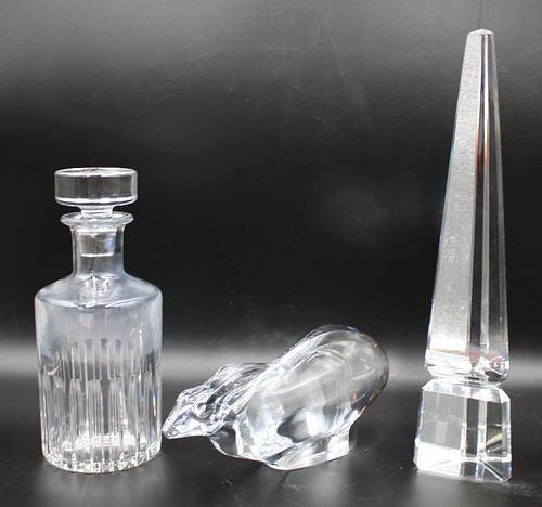 (3) Baccarat Signed Glass Cabinet Items.