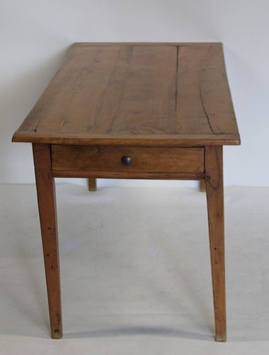 Antique Pine One Drawer Harvest Table.