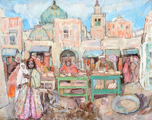 Leon Gaspard (1882–1964) — Morocco – People in Medina (1937)