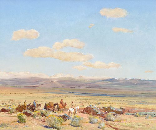 Oscar Berninghaus (1874–1952) — Indians Crossing the Plains