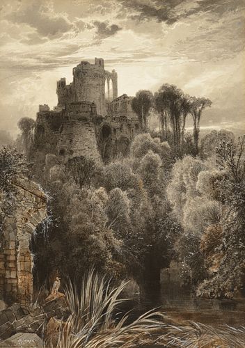 Thomas Moran (1837–1926) — Castle Ruins on Hill