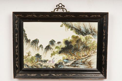 Chinese Painted Porcelain Plaque, Framed