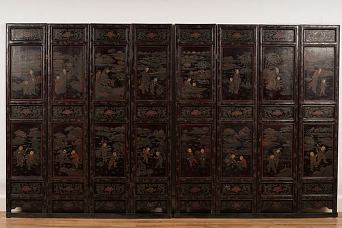 Chinese Lacquered 8 Panel Floor Screen