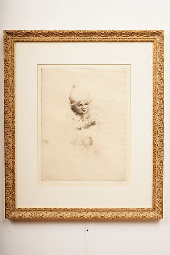 Sidney Tushingham Etching of a Child
