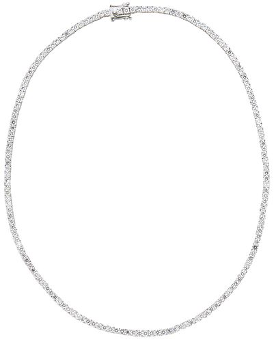 Platinum Link Diamond Tennis Necklace, each of the one hundred fifty-seven links mounted with a prong set round diamond. total diamond wt.- 14.33 cts.