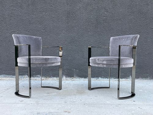Pair of -RIPETTA- Armchairs in Black Nickel by Fendi