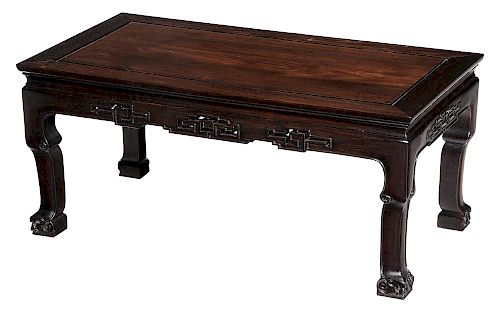 Chinese Carved Hardwood Low Table - 中式硬木雕刻小茶几