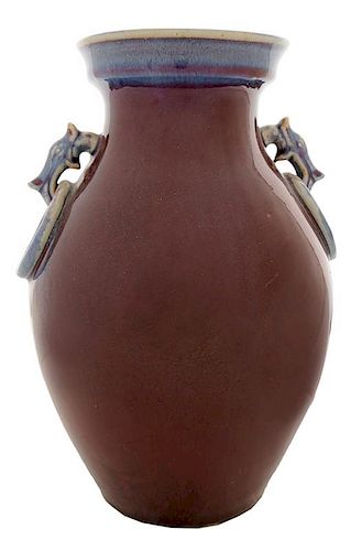 Flambé-Glazed Baluster-form Vase - 窑变釉栏杆花瓶
