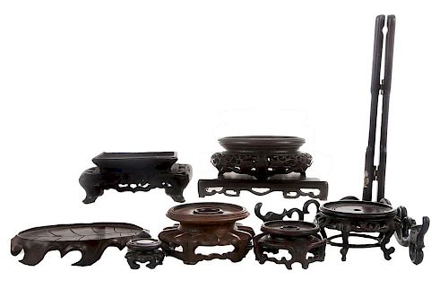 Sixty Hardwood and teak carved stands and Bases - 六十件硬木和柚木雕饰底座