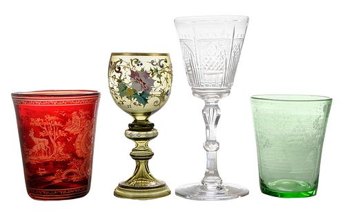 Four Bohemian Glass Vessels