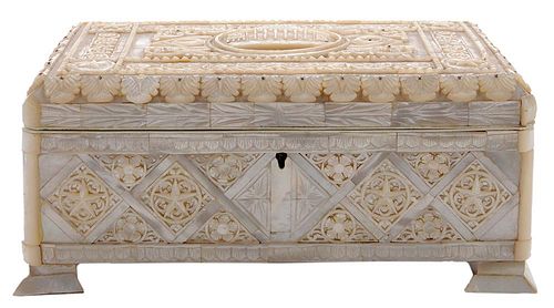 Mother-of-Pearl Covered Wooden Casket