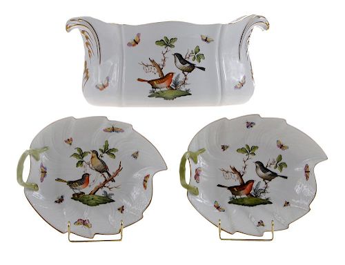 Three Herend Rothschild Bird Porcelain