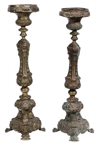 Pair Italian Baroque Style Brass