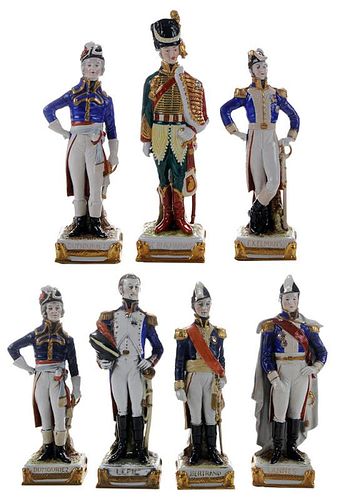 Seven Porcelain Napoleonic Military