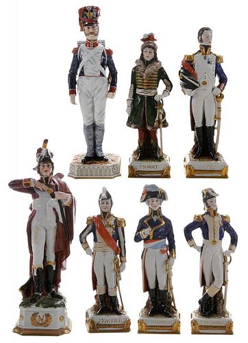 Seven Napoleonic Porcelain Figures