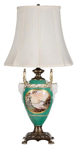 French Porcelain Vase Mounted as Lamp