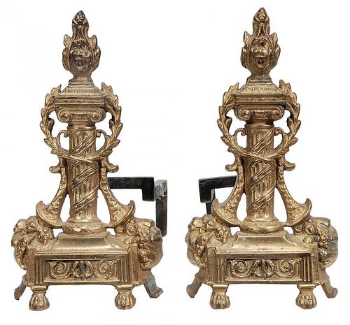 Pair Louis XVI Style Bronze and Iron