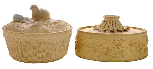 Two Caneware Covered Dishes