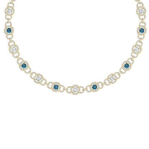 25 ctw SI/I Intense Blue Diamond Necklace 18K Yellow Gold