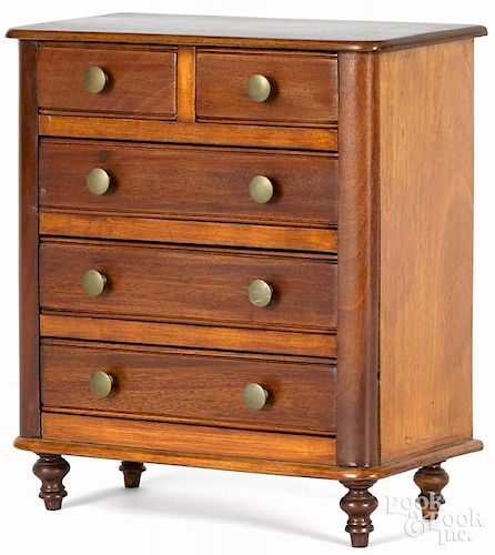 Miniature mahogany chest of drawers, 19th c., 14'' h., 12 1/2'' w.