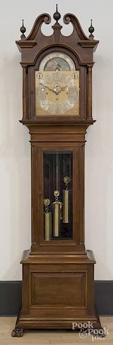 Mahogany tall case clock, ca. 1900, retailed by Bailey, Banks, and Biddle, 97 1/2'' h.
