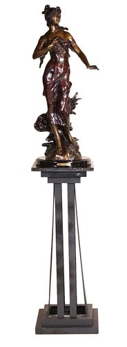 Auguste Moreau, Bronze, "Woman on the Breeze"