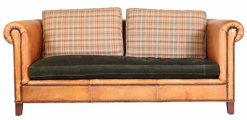 Ralph Lauren Brown Leather Box Sofa
