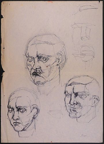 Pablo Picasso, Attributed: Double Sided Head Studies