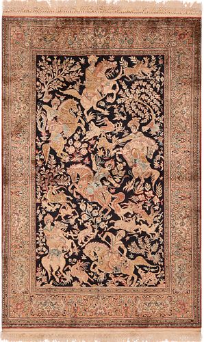 Vintage Persian Silk Qum Rug 5 ft 7 in x 3 ft 7 in (1.7 m x 1.09 m)