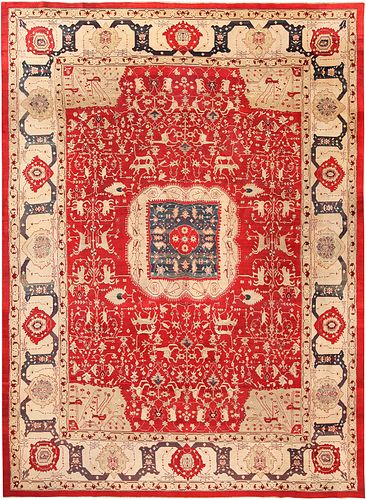 Antique Oriental Indian Agra Rug 13 ft x 9 ft 6 in (3.96 m x 2.9 m)