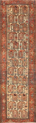 Antique Tribal Paisley Persian Malayer Runner Rug - No Reserve 12 ft 2 in x 3 ft 7 in (3.71 m x 1.09 m)